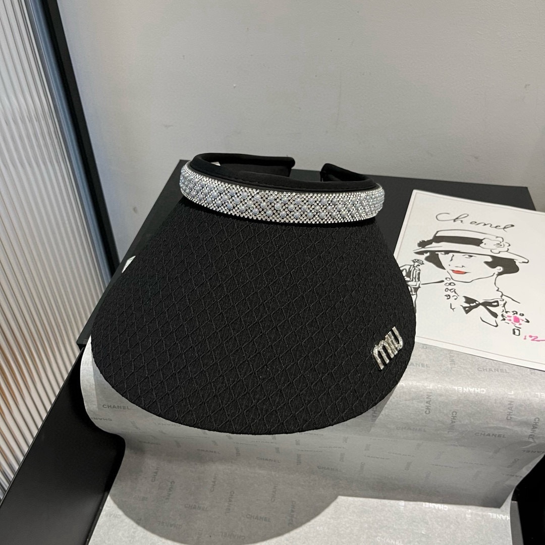 [Miu Miu Hats]Miumiu hollow top headband sunshade hat