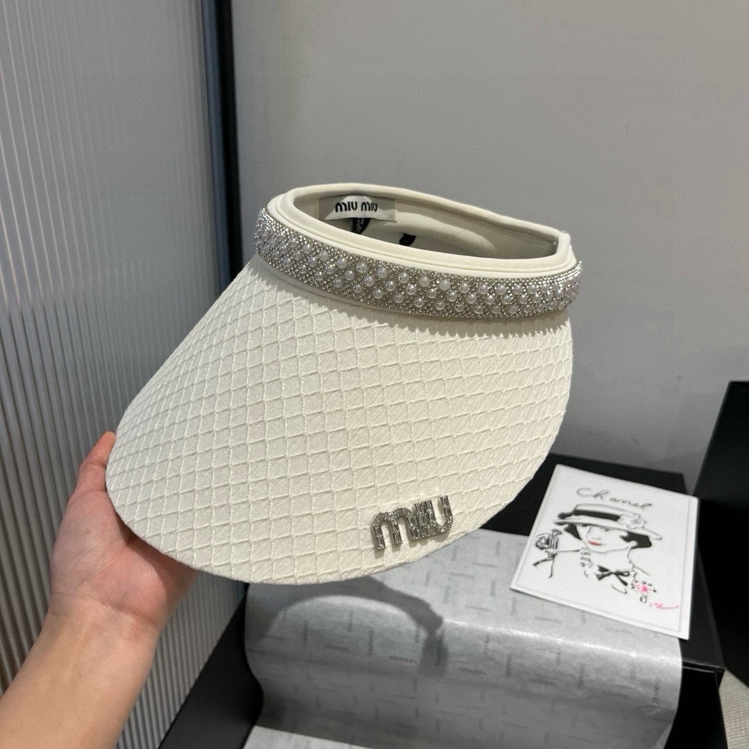 [Miu Miu Hats]Miumiu hollow top headband sunshade hat