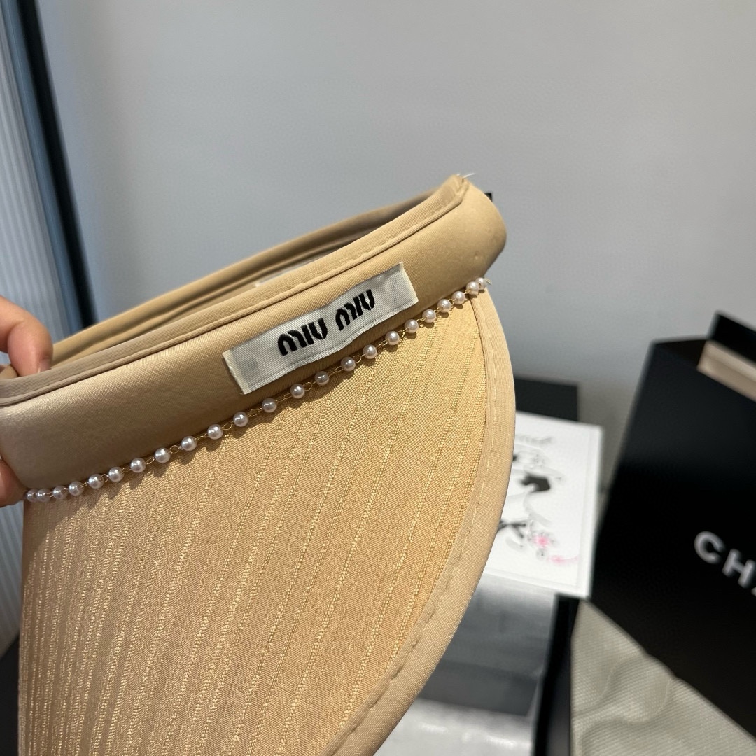 [Miu Miu Hats]Miumiu hollow top headband sunshade hat