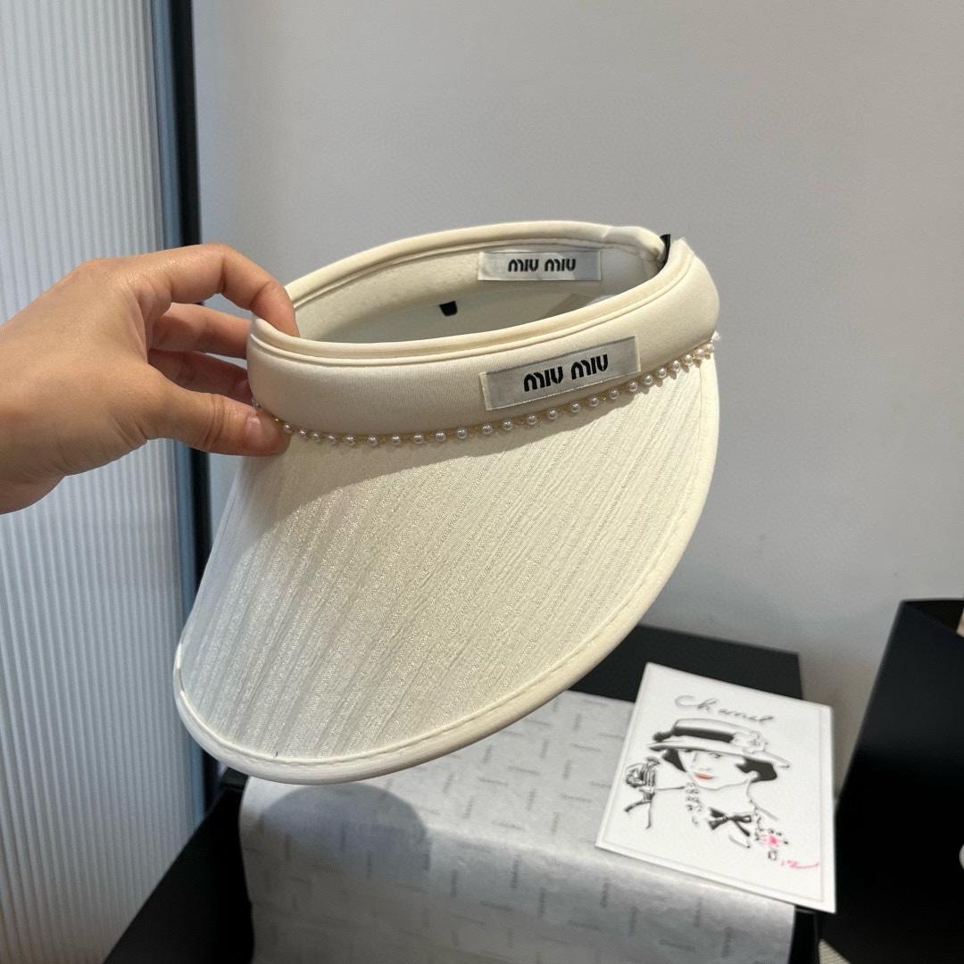 [Miu Miu Hats]Miumiu hollow top headband sunshade hat
