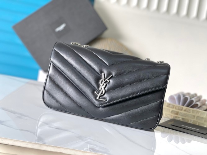 Saint Laurent Loulou Large Bag Quilted Leather Shoulder Bag, Black Silver Hardware 1 Saint Laurent Loulou Large Bag Quilted Leather Shoulder Bag, Black Silver Hardware