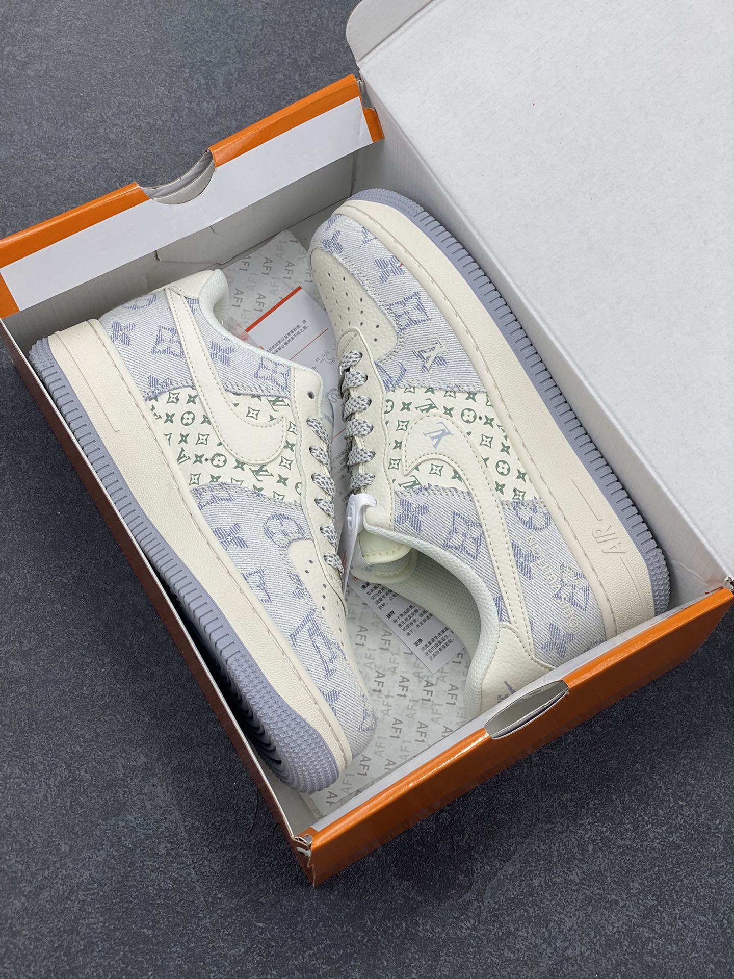 图片[9]-NIke Air Force 1 \’07 Low “LV联名”空军一号 低帮 运动鞋 休闲鞋 折边针车 工艺难度大 原楦头原纸板 原装鞋盒 定制五金配件 内置全掌气垫 原厂鞋底 货号：YX5066-331 尺码：36 36.5 37.5 38 38.5 39 40 40.5 41 42 42.5 43 44 44.5 45-选品中心