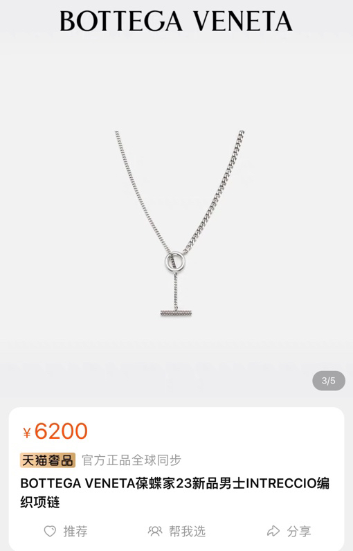 Bottega Veneta’s Stunning ¥340 BV Metal Necklace: Exquisite Design and French Elegance - 图片 1