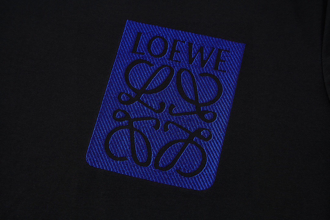 罗意威/Loewe 夏季新款胸前刺绣徽标圆领短袖T恤黑色