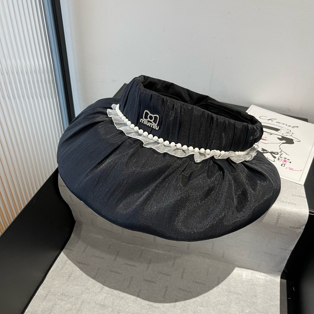[Miu Miu Hats]miumiu Miu shell hat Adjustable hollow top visor