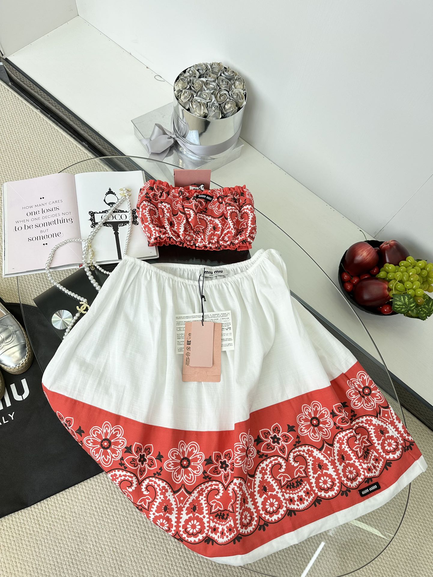 Miu Miu Two-Tone Corset Top & Elastic Waist Skirt Set - Early Autumn 2 i1749107485 8223 0