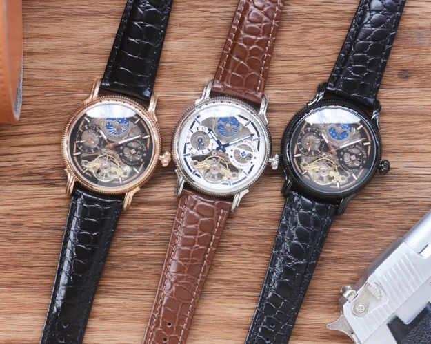 Patek Philippe Automatic Mechanical Flywheel Watch with Leather Strap 1 Patek Philippe Automatic Mechanical Flywheel Watch with Leather Strap