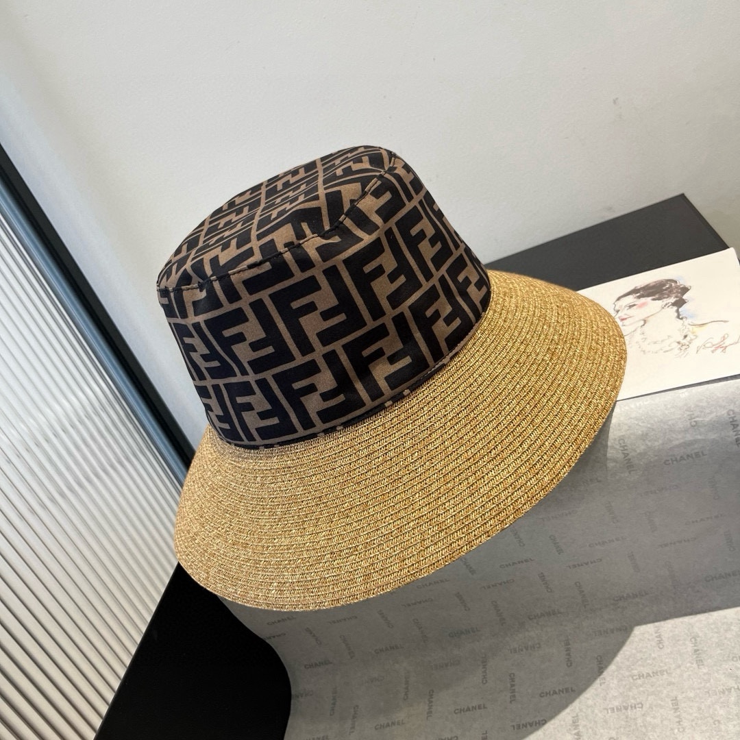 [Fendi Hats]FD Fendi new straw hat high-end custom Head circumference 57cm