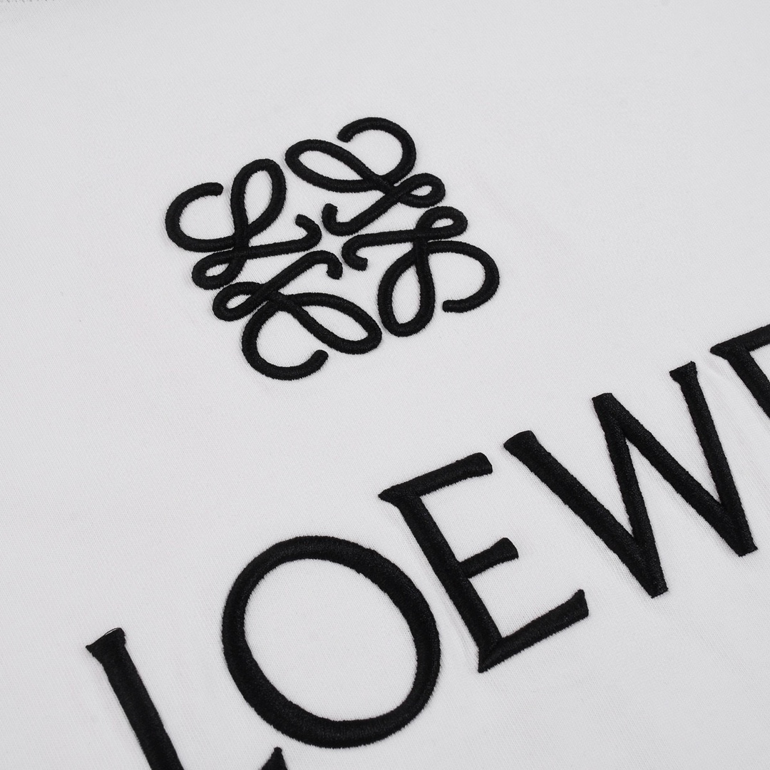 罗意威/Loewe 夏季新款拼接织带刺绣字母圆领短袖T恤