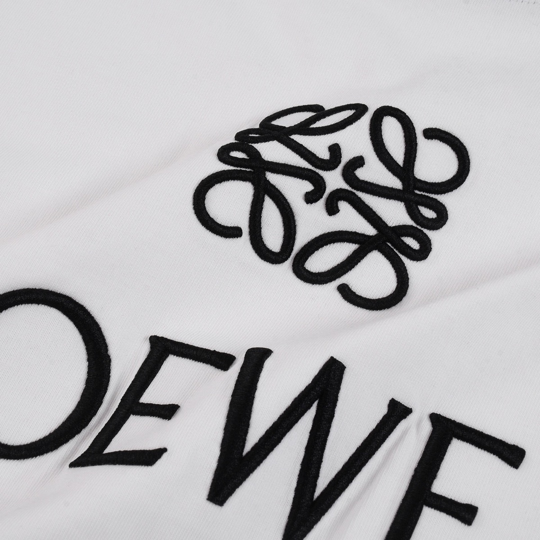 罗意威/Loewe 夏季新款拼接织带刺绣字母圆领短袖T恤