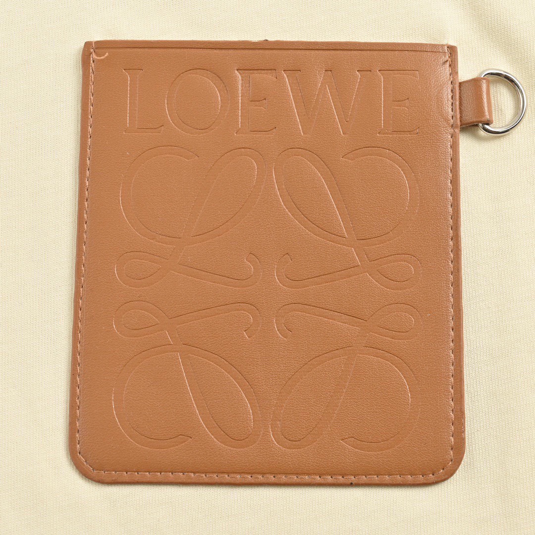 罗意威/Loewe 夏季新款皮标口袋logo圆领短袖T恤