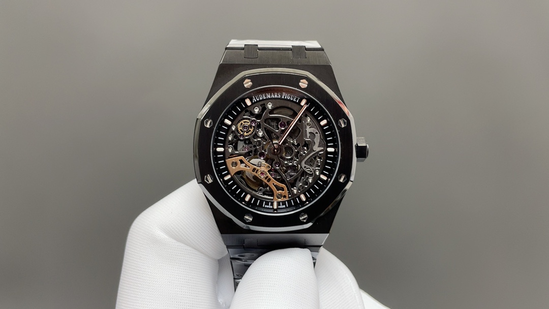 NO:393128,Today's recommendation GR Audemars Piguet hollow 15407 black shell 41mm all-in-one machine top quality real-time shipping, audemars19860909今日推荐GR爱彼镂空15407黑壳 41mm 一体机 顶级品质 出货实拍,,audemars,Watch