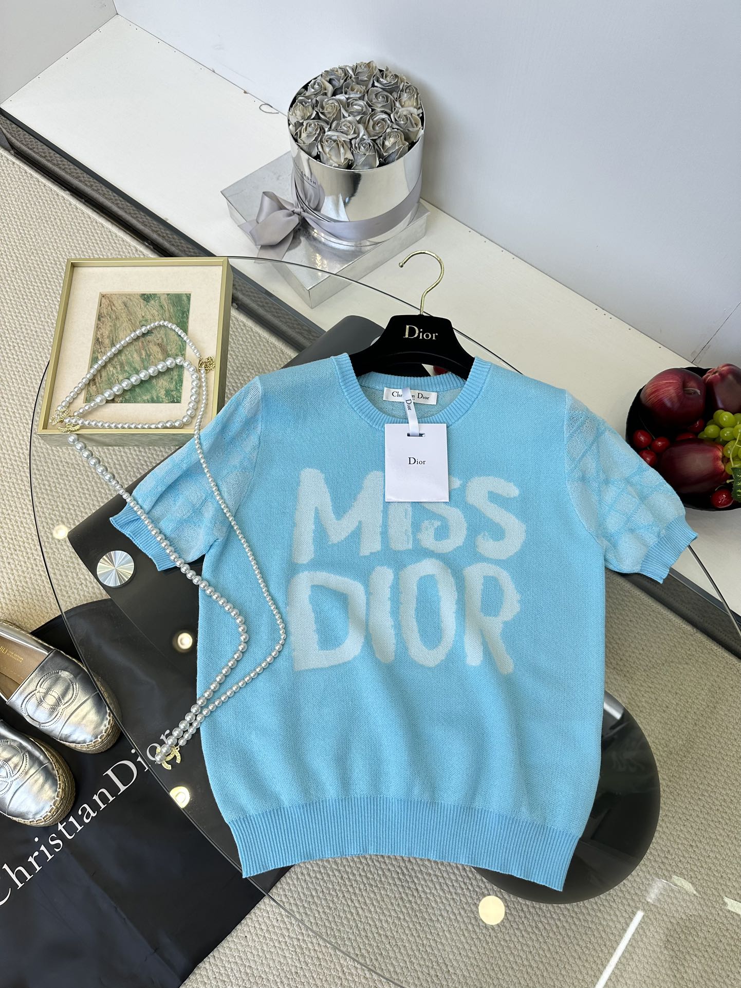 Dior Ice Silk Knitted Short Sleeve Top - Comfortable Summer Essential 5 i1749220477 7798 3