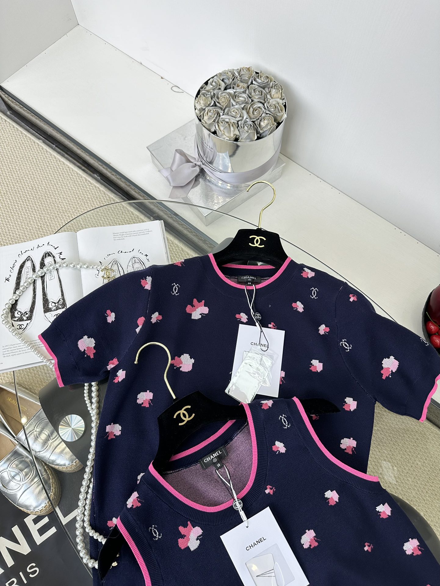 Chanel Floral Print Top - Elegant Deep Blue with Pink Accents 4 i1749220740 578 2