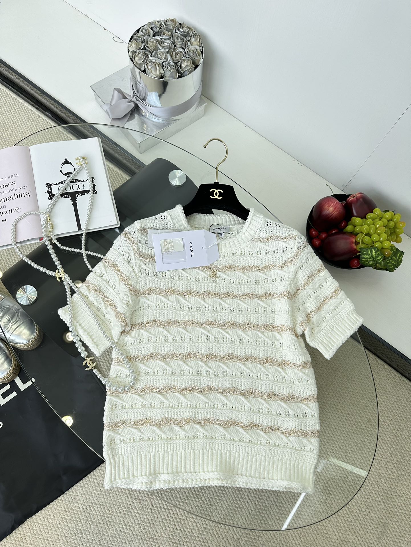 Chanel Inspired Knit Cardigan - Luxurious Texture & Gold Thread Detail 7 i1749221515 661 5