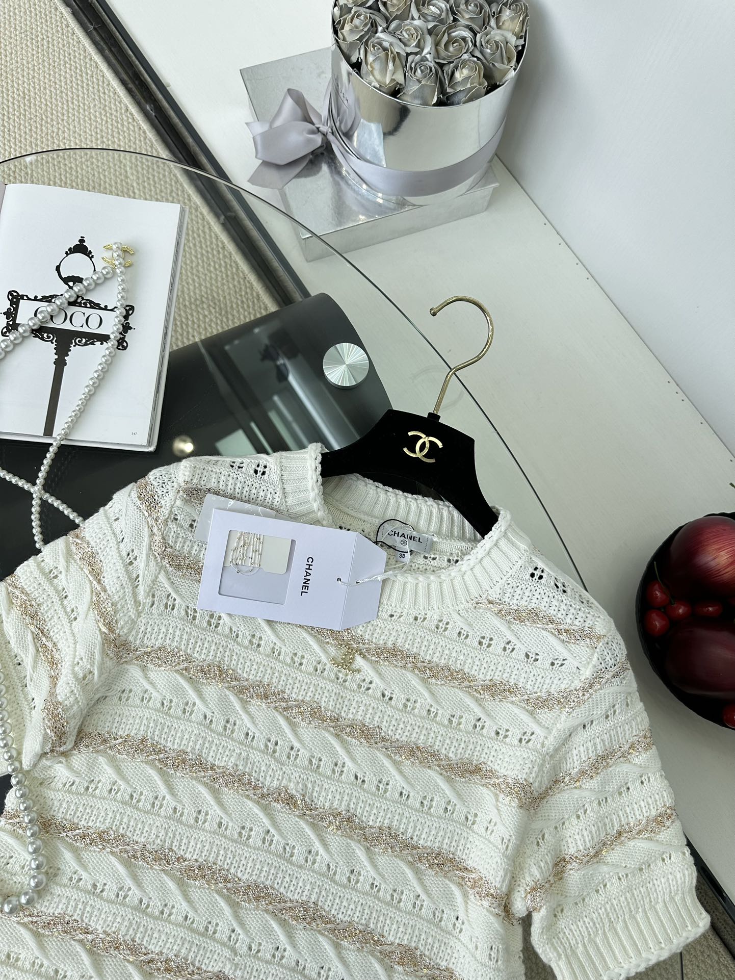 Chanel Inspired Knit Cardigan - Luxurious Texture & Gold Thread Detail 10 i1749221515 9148 8