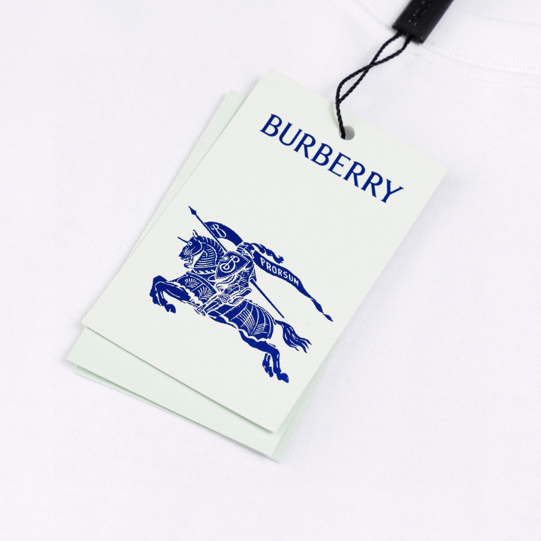 巴宝莉/Burberry 夏季新款 蓝骑士战马刺绣圆领短袖T恤