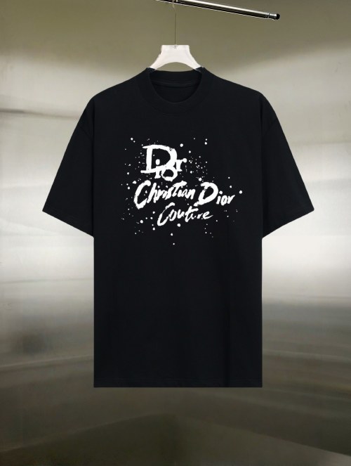 Dior Unisex Cotton T-Shirt with Logo Print - Short Sleeve, Casual Wear