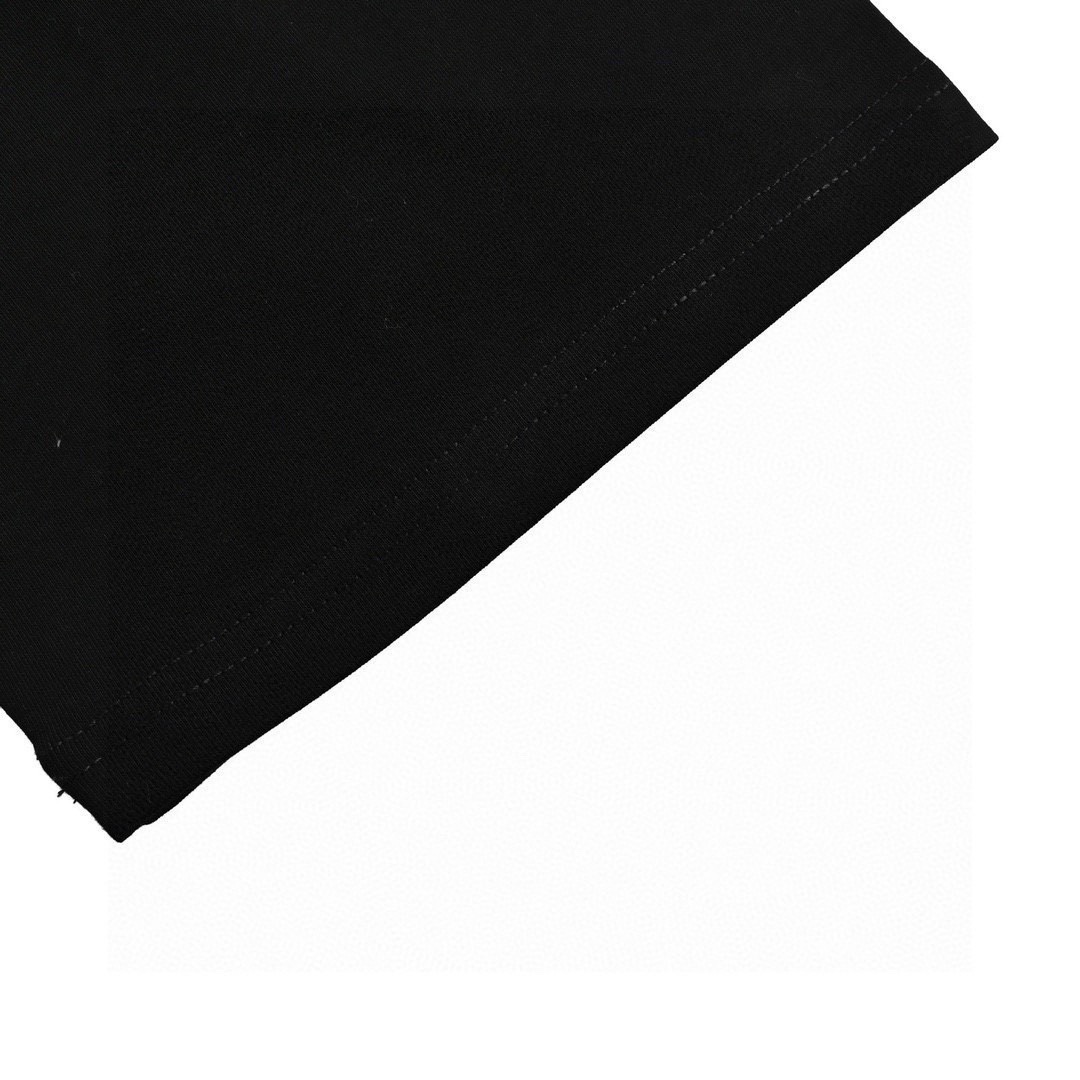 巴宝莉/Burberry 夏季新款 皮标刺绣字母圆领短袖T恤 黑色/白色