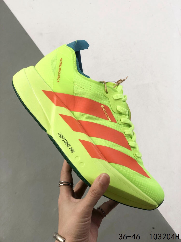 🈴️ 💰270
【】阿迪达斯 AIAS AIZERO 4.0 运动舒适防滑耐磨 低帮跑步鞋 阿迪达斯革新力作!「破纪录轻跑鞋」aiZero Aios Pro EVO 极致轻盈的Lightweight Upper设计,带来近乎裸足的舒适体验。中底采用尖端科技，Lightstrike Pro材料经过精细调校，实现卓越缓震与轻量化的完美结合。#科技与时尚的融合  
尺码：36 36⅔ 37⅓ 38 38⅔ 39⅓ 40 40⅔ 41⅓ 42 42⅔ 43⅓ 44 45 
I：103204H