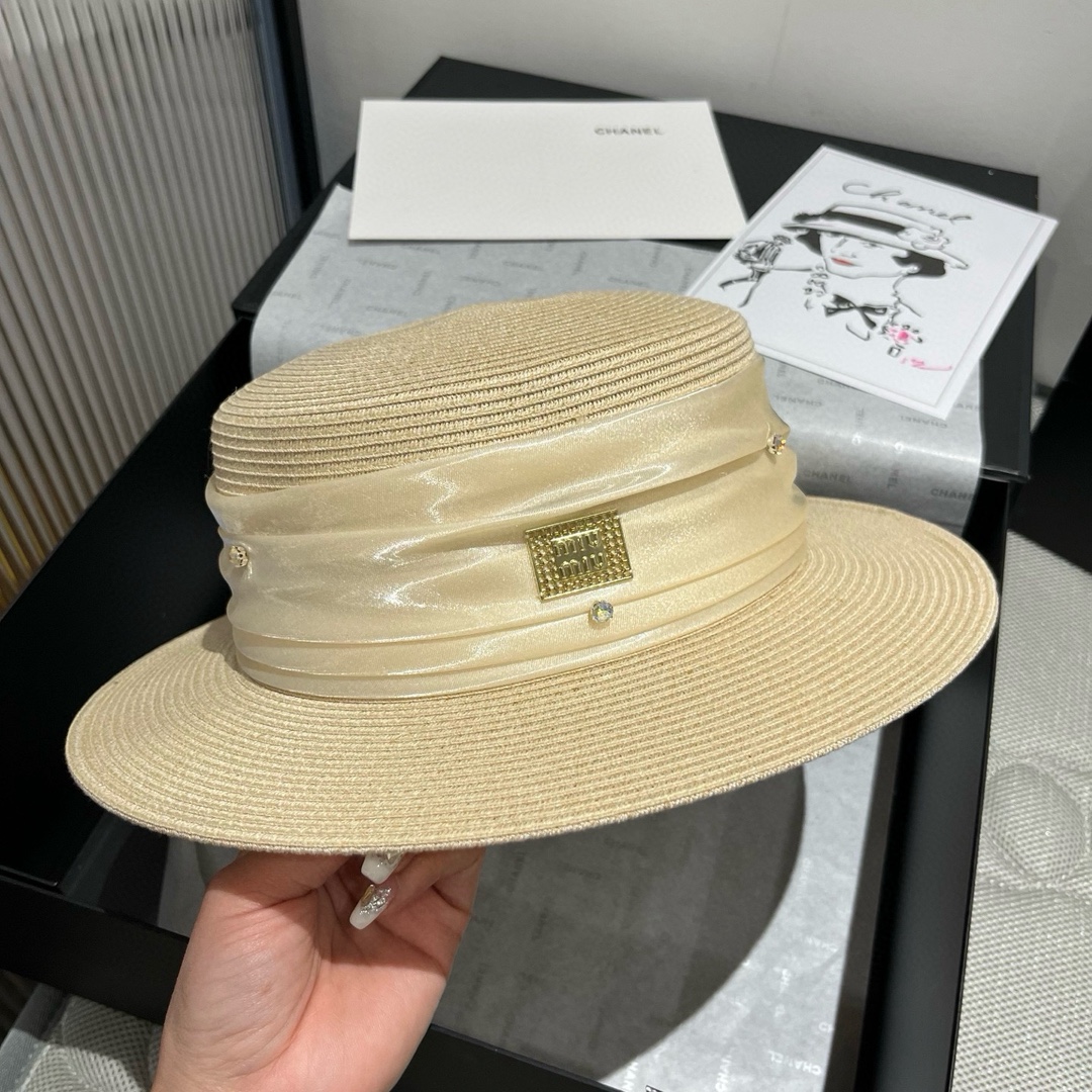 NO:347204,Miumiu Miu new top hat, high-end PP straw fabric, head circumference 57cm hat, straw hat, fisherman hat, baseball hat, hat, miumiu, espadrilles, hatsmiumiu缪缪新款平顶礼帽,高级PP草面料,头围57cm帽子草帽渔夫帽棒球帽,帽子,miumiu,espadrilles,hats,hat