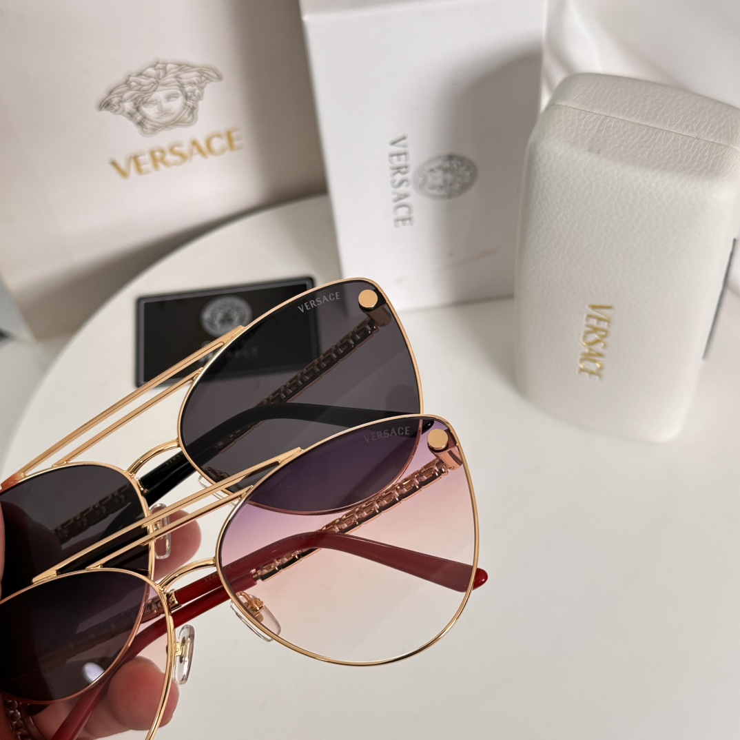 Versace VE6765 Women's Stylish Cat Eye Sunglasses - Gold Frame