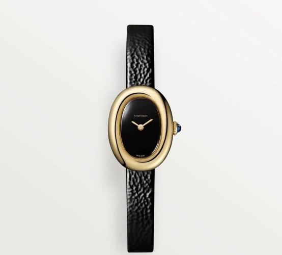 Cartier Women's Baignoire Watch with Black Dial and Leather Strap 1 Cartier Women's Baignoire Watch with Black Dial and Leather Strap