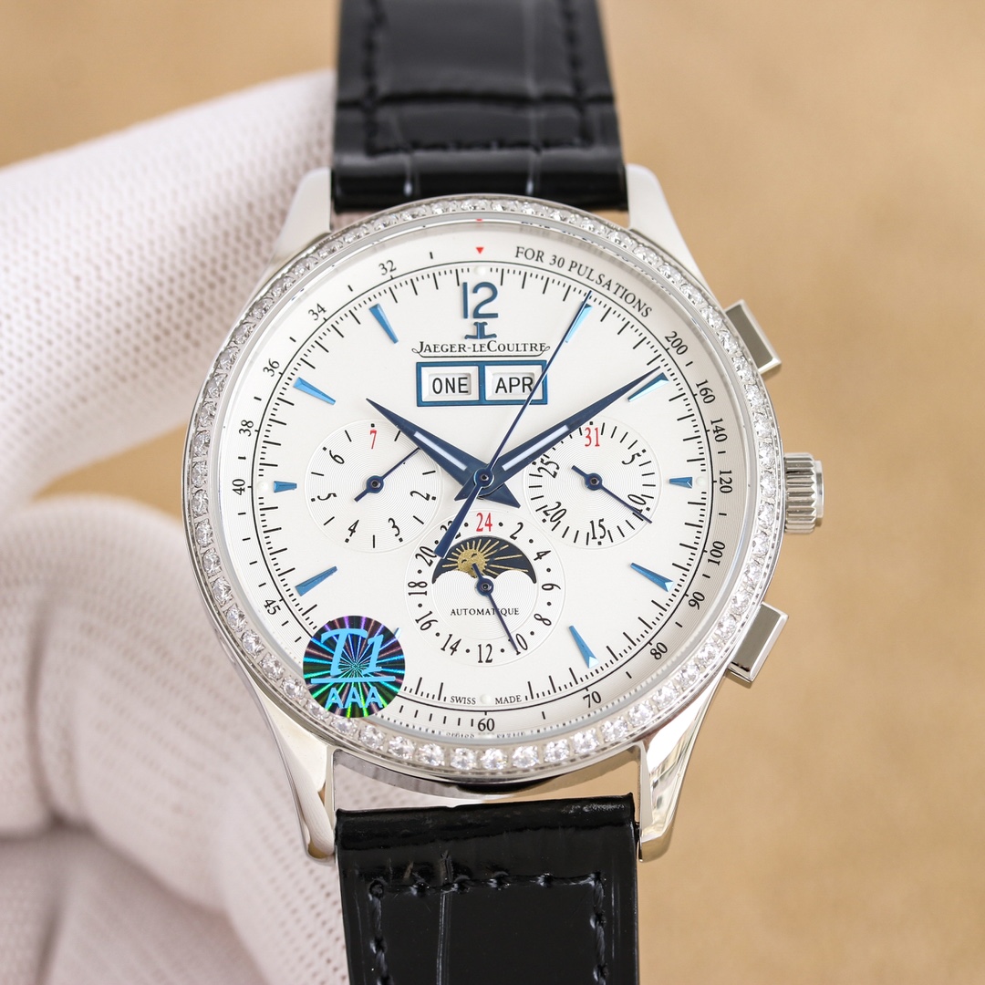 JAEGER-LECOULTRE 3335 P3450 White Steel Wristwatch with 50 Steel Belts. - 图片 3