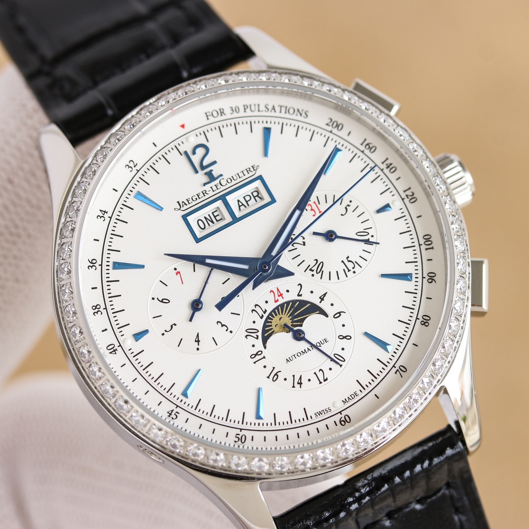 JAEGER-LECOULTRE 3335 P3450 White Steel Wristwatch with 50 Steel Belts. - 图片 5
