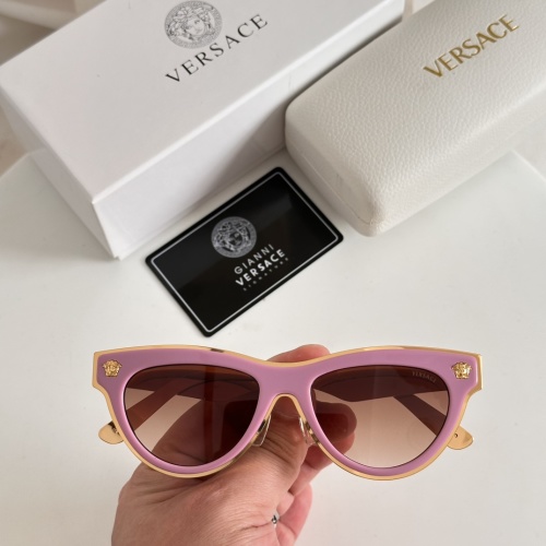 Versace VE6792 Cat Eye Sunglasses - Pink Frame with Brown Gradient Lenses 1 Versace VE6792 Cat Eye Sunglasses - Pink Frame with Brown Gradient Lenses