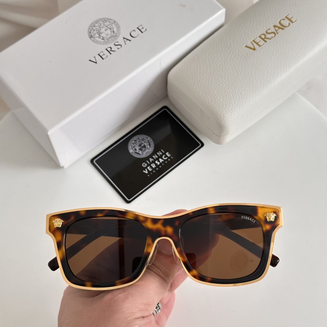 Versace VE6794 Tortoise Shell Sunglasses - 52mm Lens Size - Medusa Detail