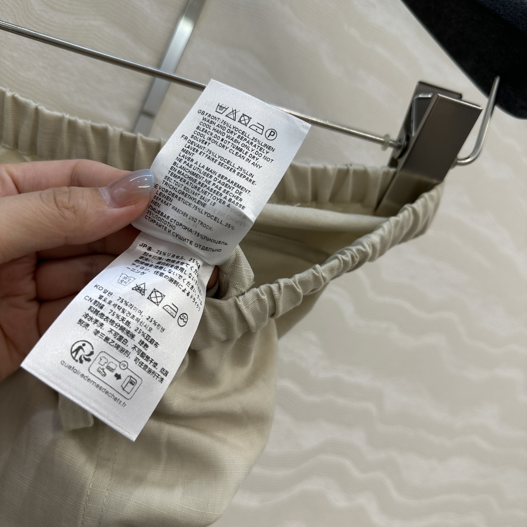 独家首发♥️原单品质TM*长期主义，老钱风松弛感穿搭❤️莱赛尔天丝亚麻抽绳直筒裤！极简主义风系带松紧设计