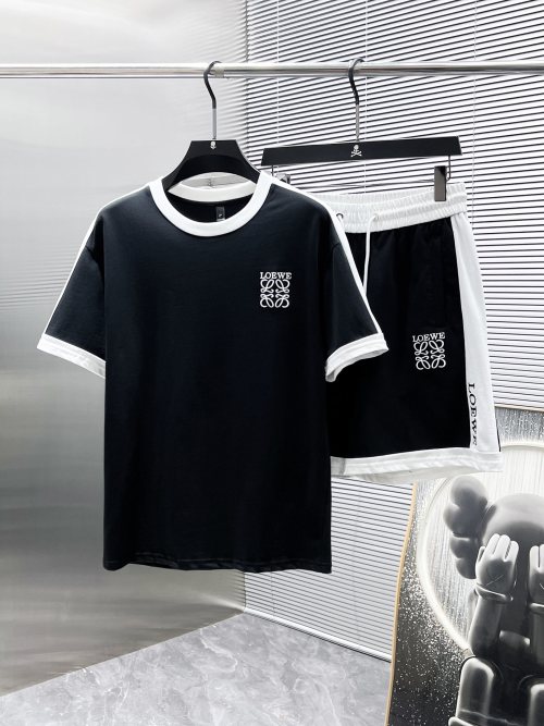 Loewe 2025 SS New Men's Black and White Casual Short Set
