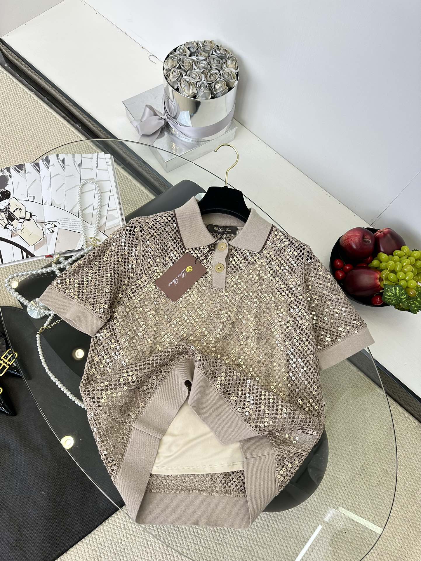 Elegant Lace Knit Top with Sequins - Sheer Mesh Blouse for Women 6 i1749794531 1699 4