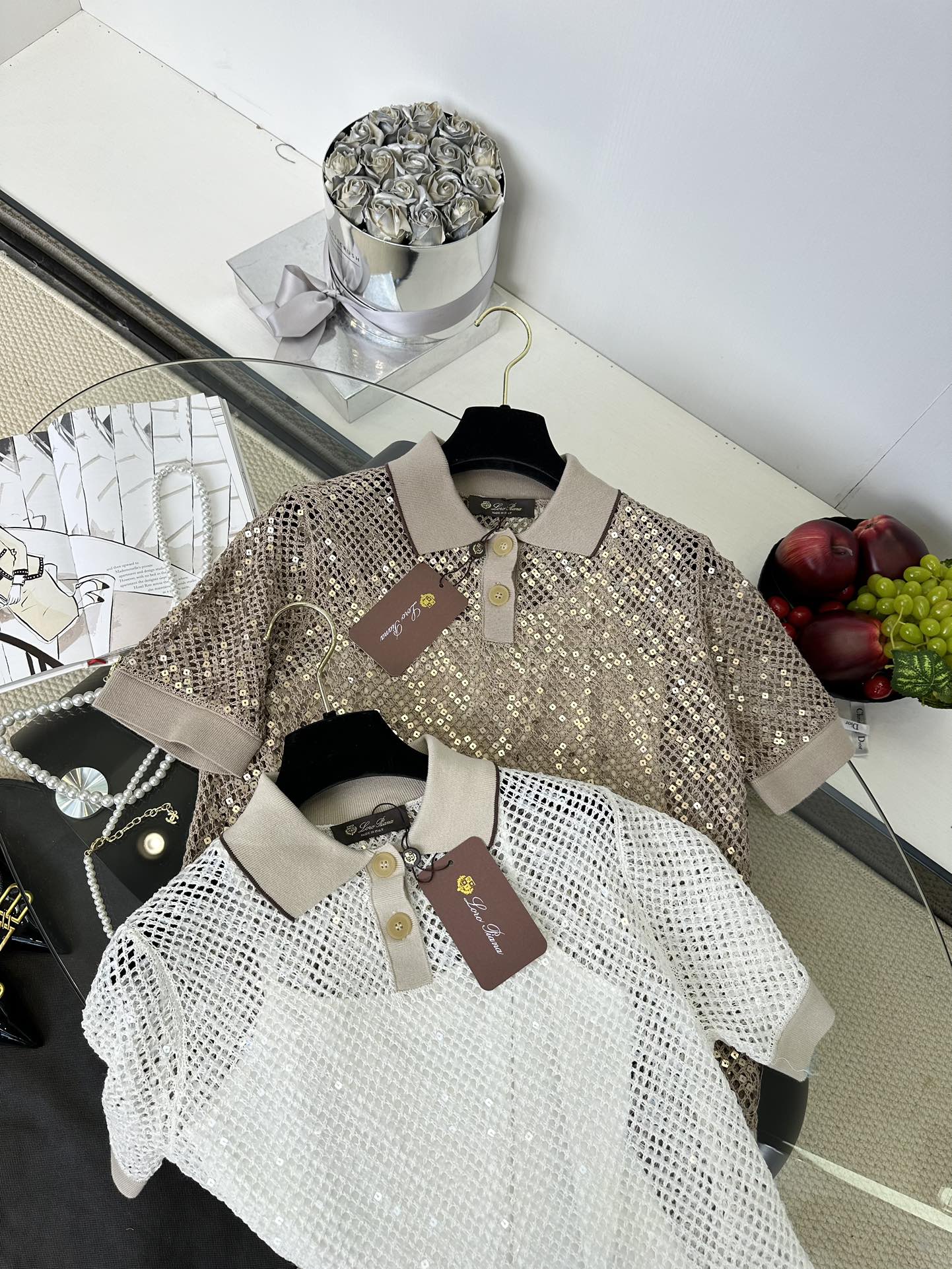 Elegant Lace Knit Top with Sequins - Sheer Mesh Blouse for Women 3 i1749794531 5465 1