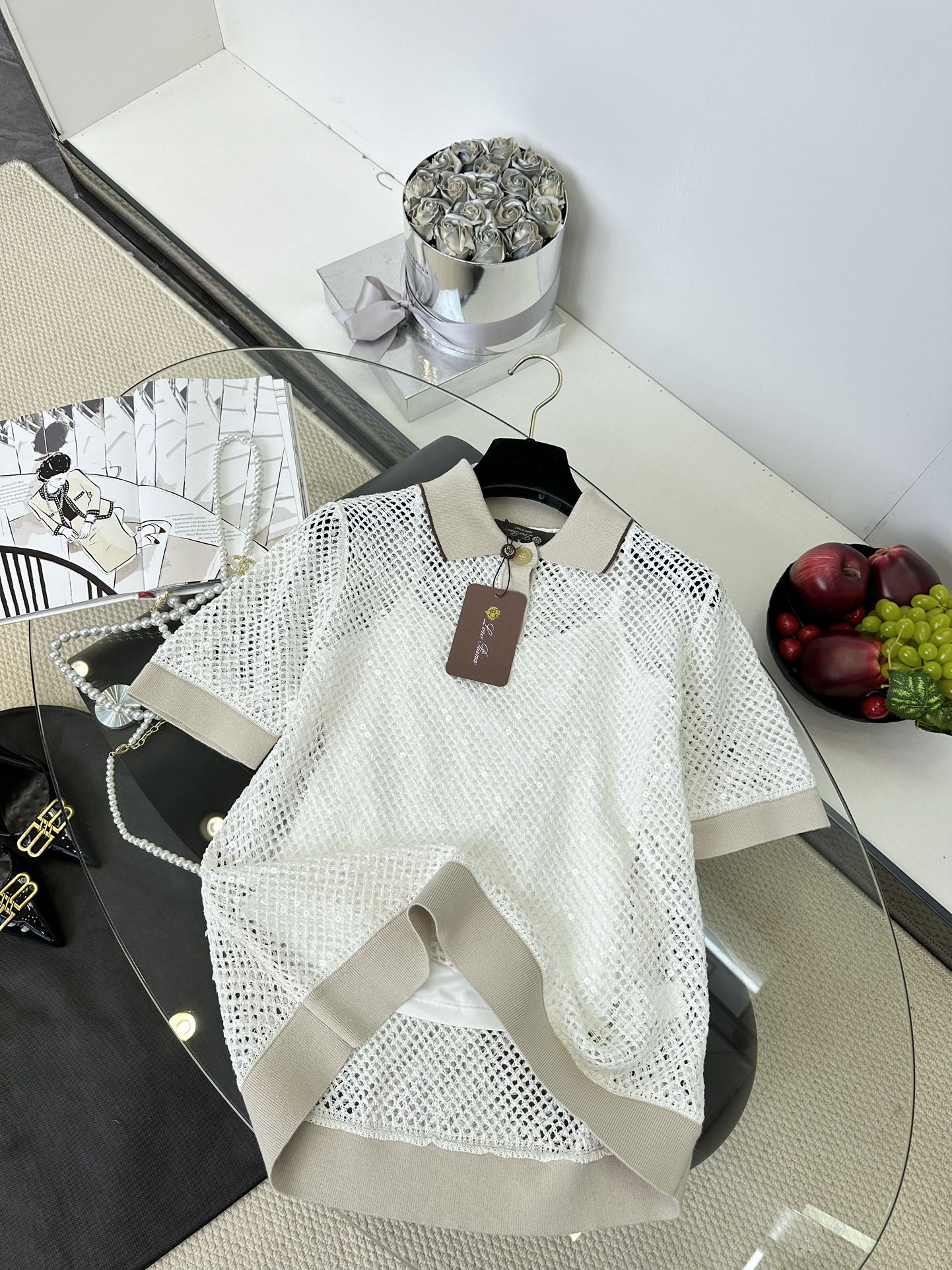 Elegant Lace Knit Top with Sequins - Sheer Mesh Blouse for Women 9 i1749794531 5665 7