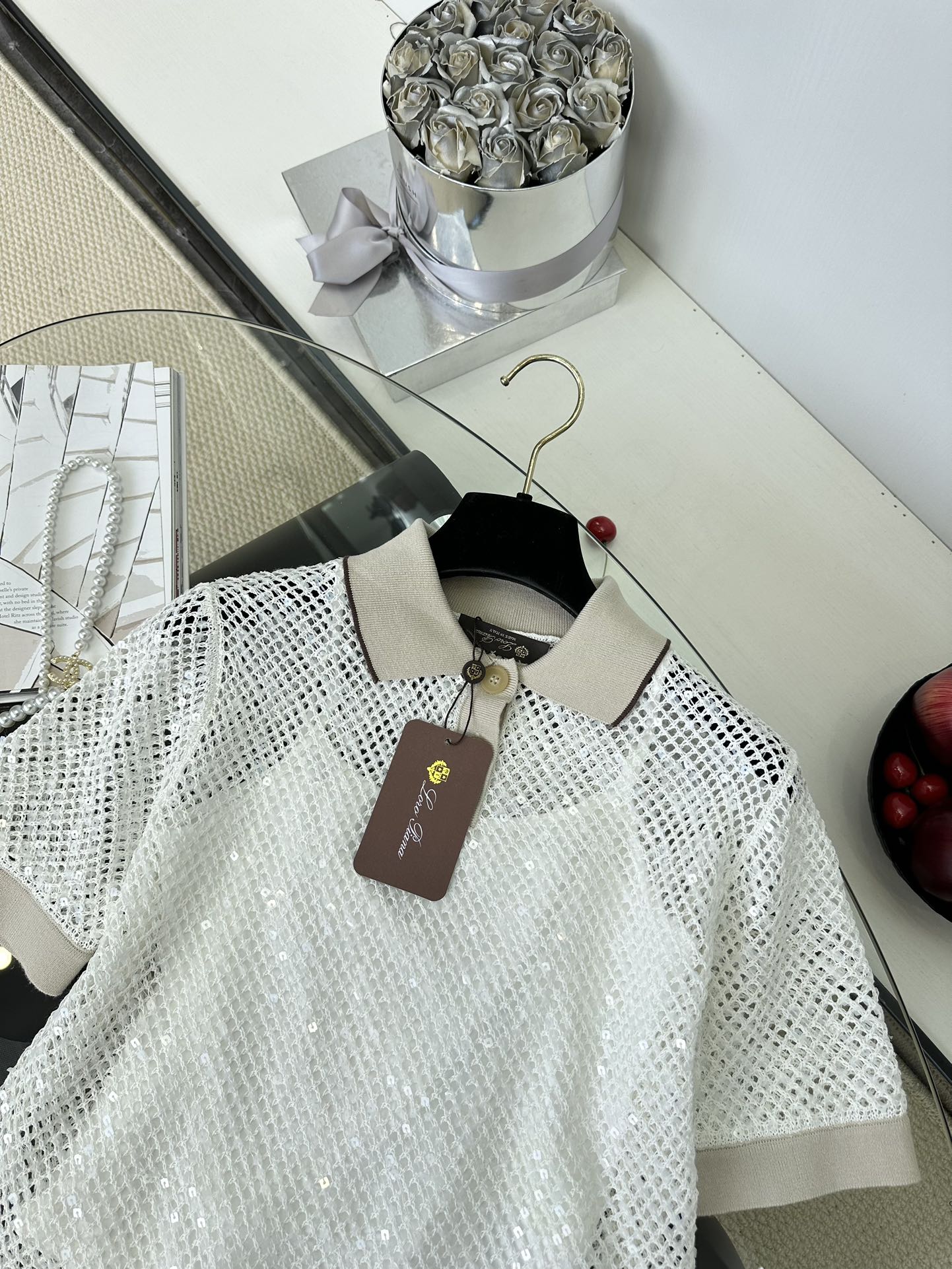 Elegant Lace Knit Top with Sequins - Sheer Mesh Blouse for Women 10 i1749794531 5857 8