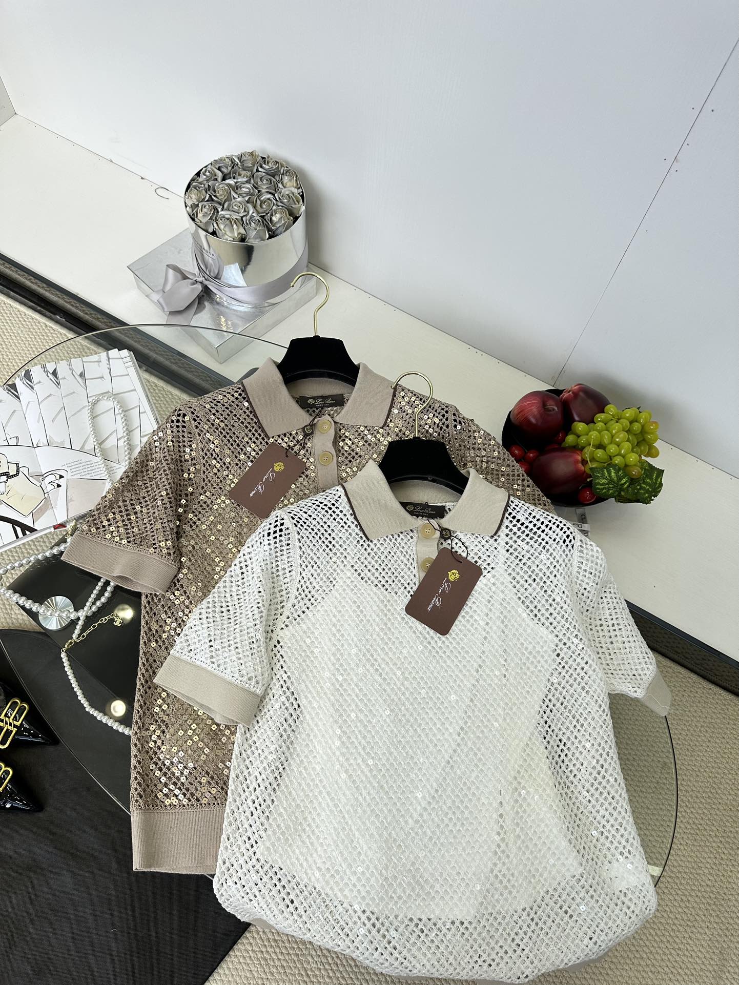 Elegant Lace Knit Top with Sequins - Sheer Mesh Blouse for Women 2 i1749794531 7656 0