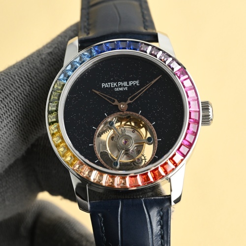 Patek Philippe 42MM Tourbillon Watch with Rainbow Diamond-Cut Bezel 1 Patek Philippe 42MM Tourbillon Watch with Rainbow Diamond-Cut Bezel
