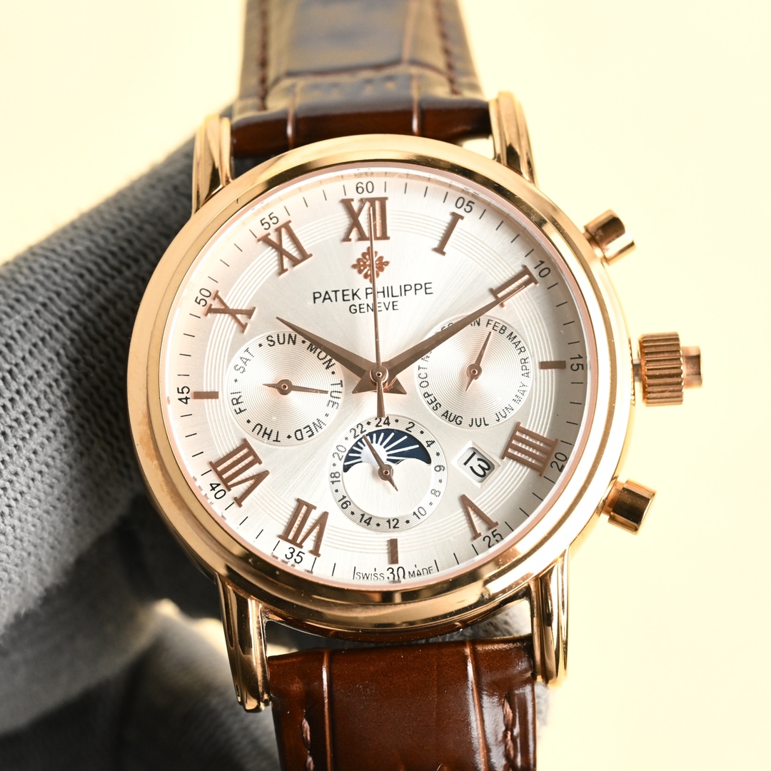 Patek Philippe 5205G-013 Complicated Multifunction Rose Gold Brown Leather Watch
