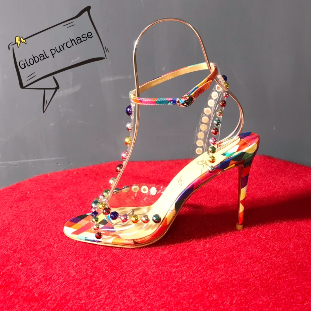 NO:336401,High-end custom sandal rivet style series!  H10Cm, size 34-42. Customized model, no return or exchange -002 colorful seven leather colorful rivets, official website synchronization Standard European code Reference:-002 Color:sevencolor Material:PVC/rivet Lining:goat leather Heel height:10Cm Sole:leather sole Size:EUR 34-42 (US 4-11):,,christian louboutin,sandals19860909高端订制 凉鞋铆钉款系列！ H10Cm,尺码34-42码.订制款,不退不换-002七彩柒皮七彩铆钉,官网同步 标准欧码 Reference:-002 Color:sevencolor Material:PVC/rivet Lining:goat leather Heel heigh:10Cm Sole:leather sole Size:EUR 34－42（US 4一11) :,,christian louboutin,sandals,Women's Shoes