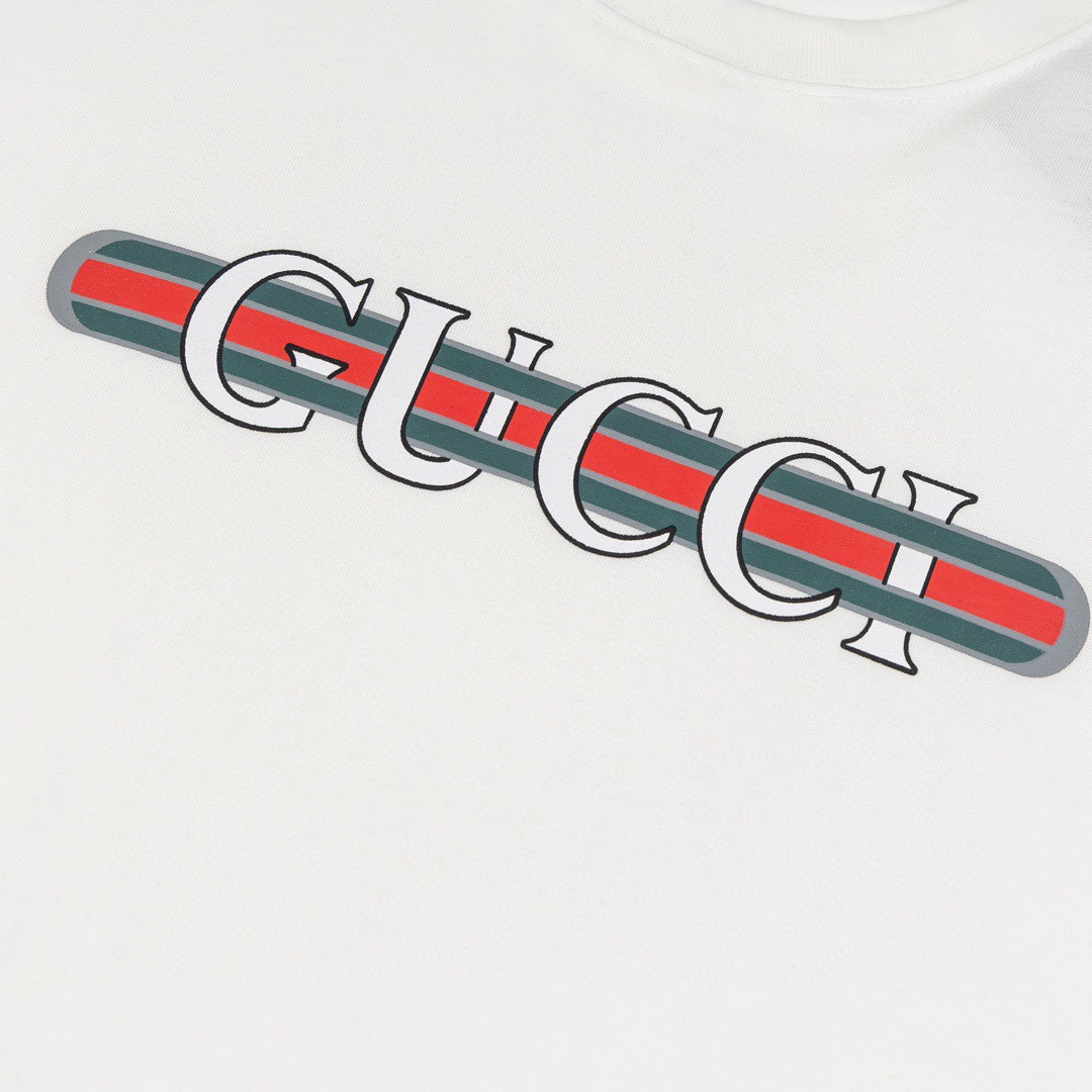 古驰/Gucci 夏季新品 织带字母印花圆领短袖T恤-Chinese UA Cheap High Quatity Brand Clothes Bags handbags Sneakers wholesale wholesaler seller from China Factory suppliers Fashion Clothing Shoes best Quality Beautiful Price 古驰/Gucci 夏季新品 织带字母印花圆领短袖T恤