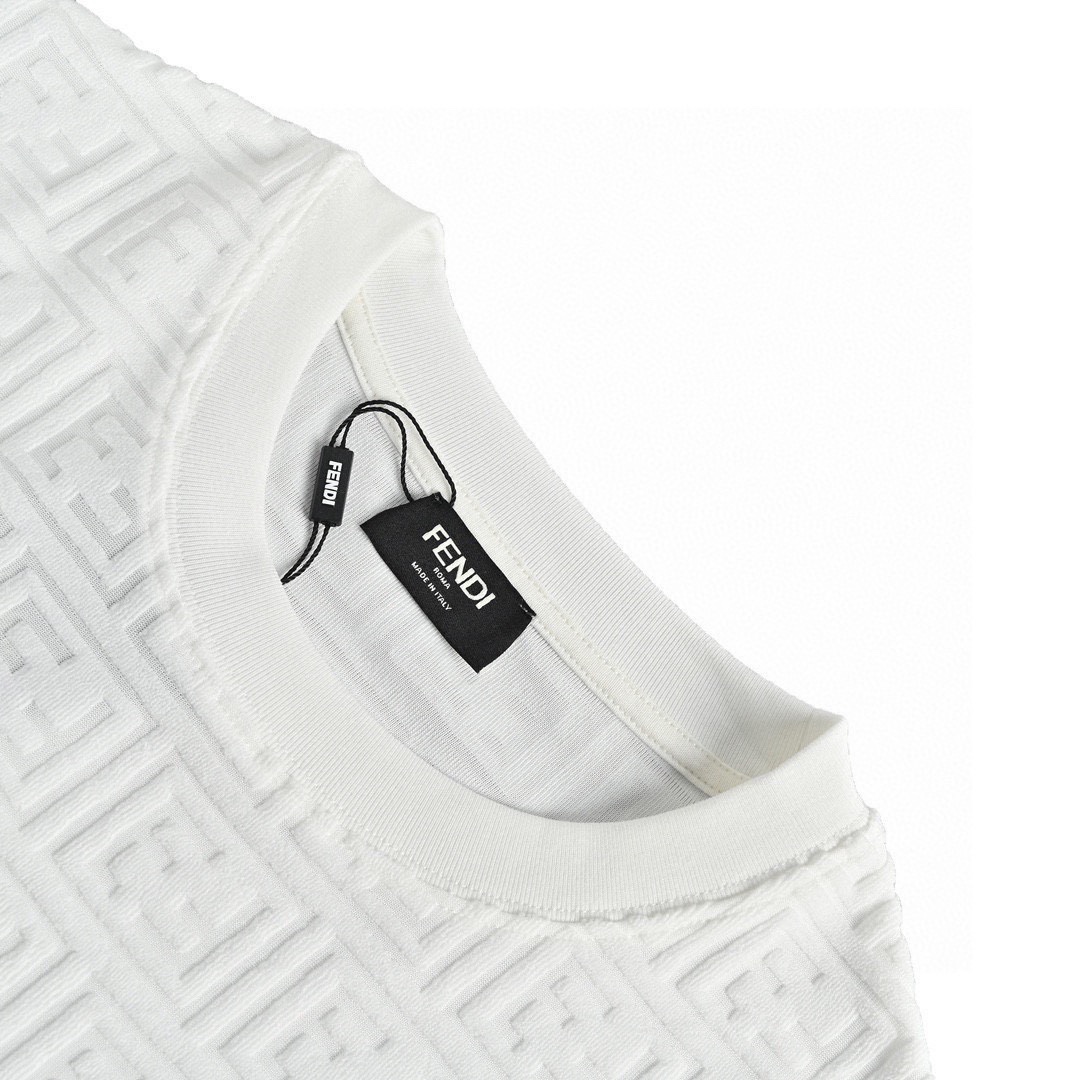 芬迪/Fendi 夏季新款 双F纹毛巾面料提花圆领短袖T恤-Chinese UA Cheap High Quatity Brand Clothes Bags handbags Sneakers wholesale wholesaler seller from China Factory suppliers Fashion Clothing Shoes best Quality Beautiful Price 芬迪/Fendi 夏季新款 双F纹毛巾面料提花圆领短袖T恤