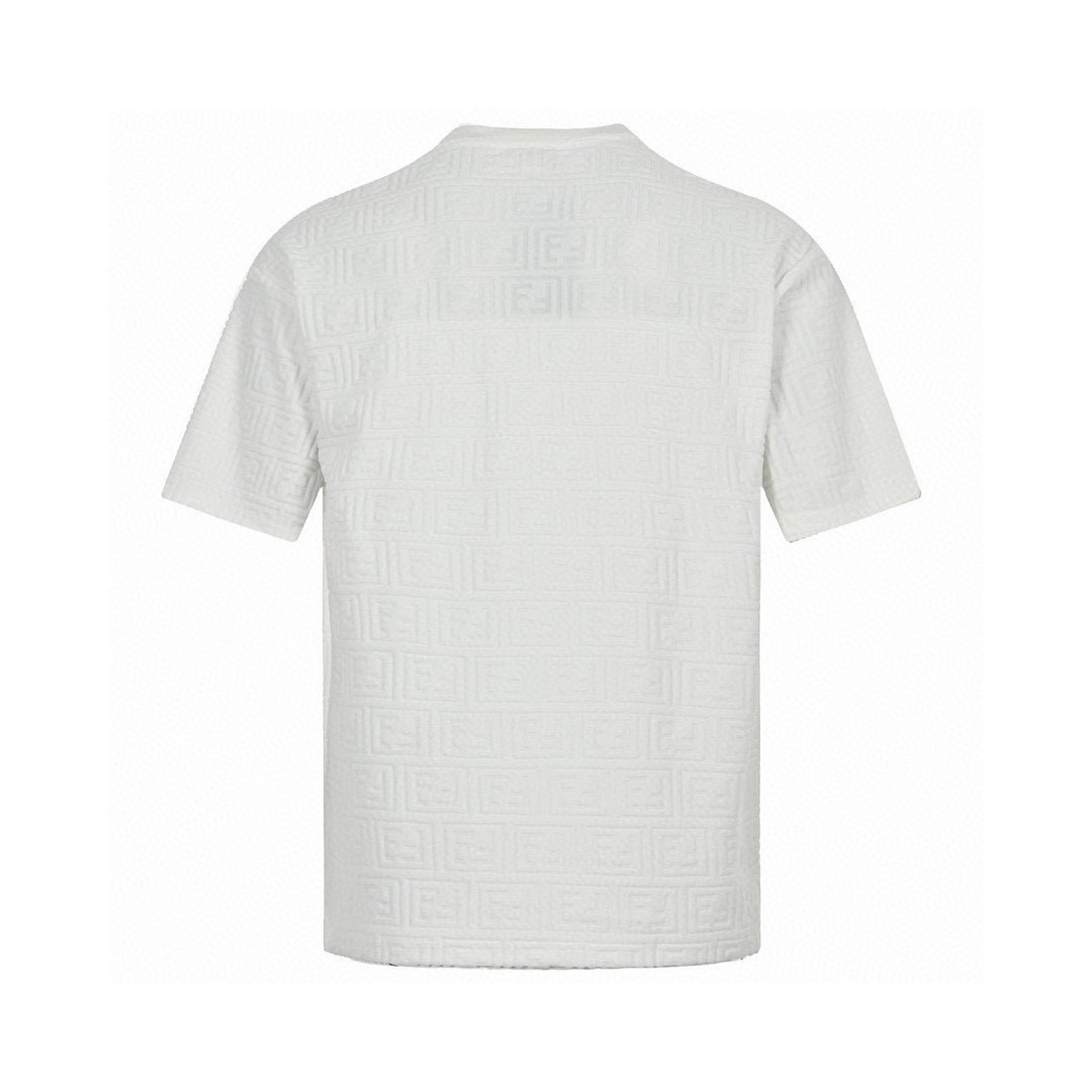 芬迪/Fendi 夏季新款 双F纹毛巾面料提花圆领短袖T恤-Chinese UA Cheap High Quatity Brand Clothes Bags handbags Sneakers wholesale wholesaler seller from China Factory suppliers Fashion Clothing Shoes best Quality Beautiful Price 芬迪/Fendi 夏季新款 双F纹毛巾面料提花圆领短袖T恤