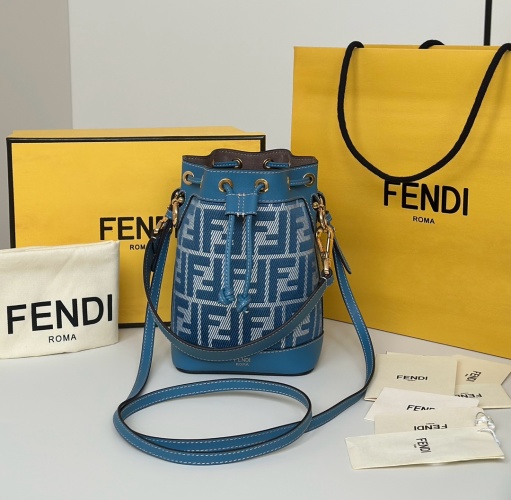 Fendi Mon Tresor Bucket Bag with Classic Logo and Calfskin Leather