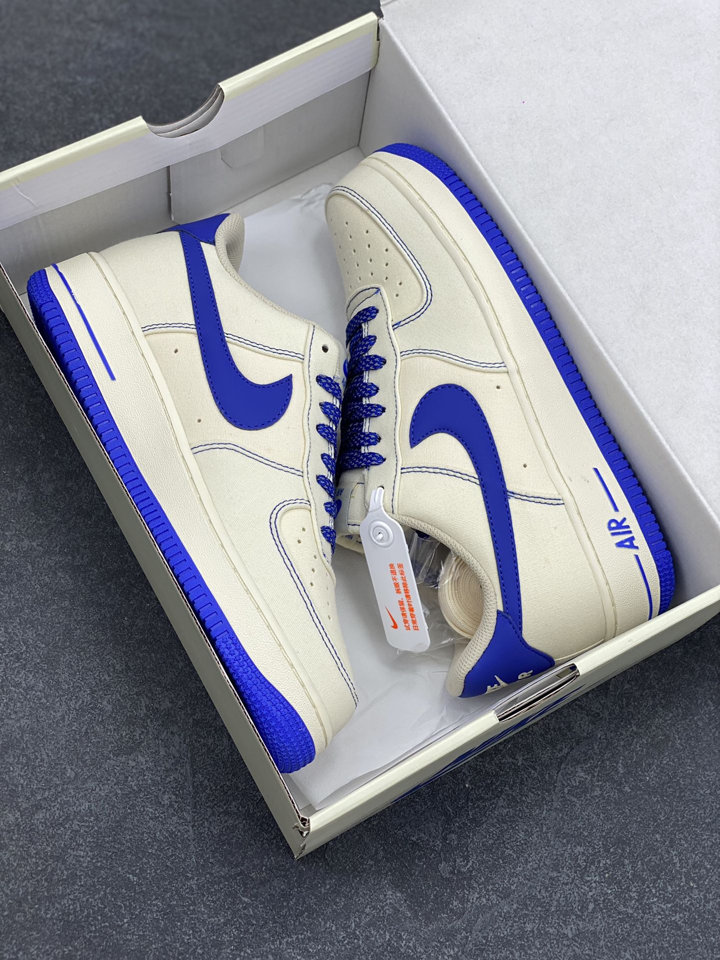 图片[9]-福利特价   NIke Air Force 1 \’07 米蓝布面 空军一号低帮休闲板鞋 3m反光 进口牛筋布 原楦头原纸板 纯正空军版型 全掌内置全掌气垫 原盒配件 原厂中底钢印 拉帮完美 货号：TQ1456-233 尺码：36 36.5 37.5 38 38.5 39 40 40.5 41 42 42.5 43 44 44.5 45-选品中心