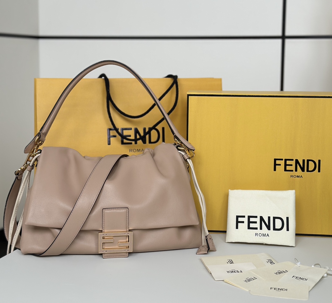 Fendi Mamma Baguette Large Bag in Soft Lambskin - Elegant & Versatile
