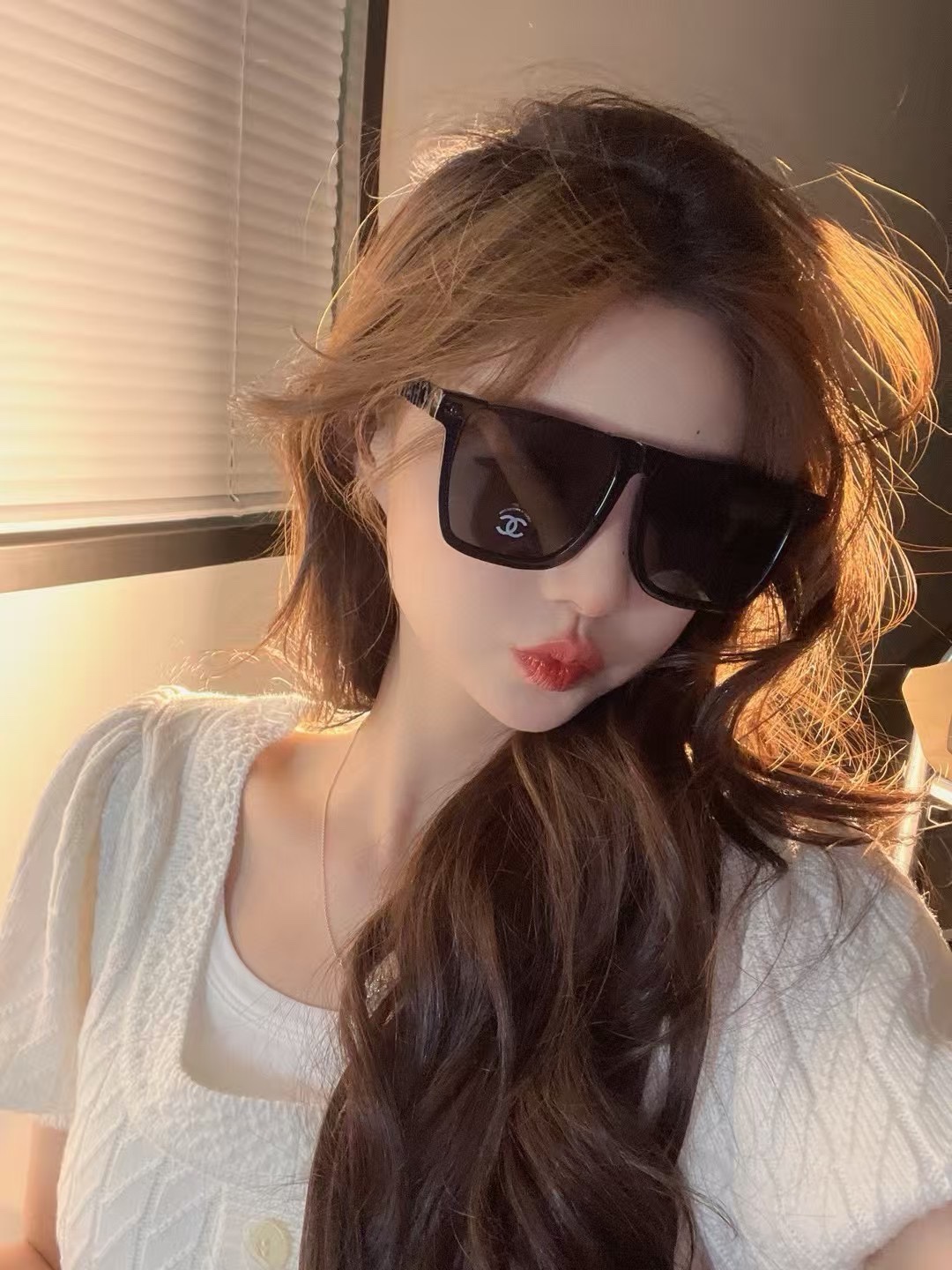   ‼️ 模特图 CHANE* 香奈儿 太阳眼镜 网红款 型号CH7338小红书推荐大框太阳镜尺寸：57
