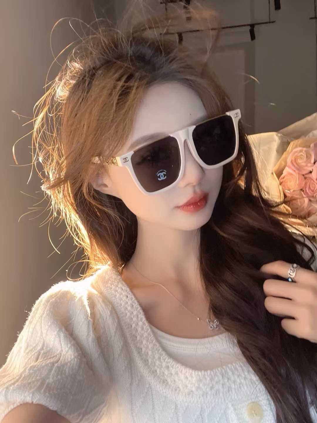   ‼️ 模特图 CHANE* 香奈儿 太阳眼镜 网红款 型号CH7338小红书推荐大框太阳镜尺寸：57