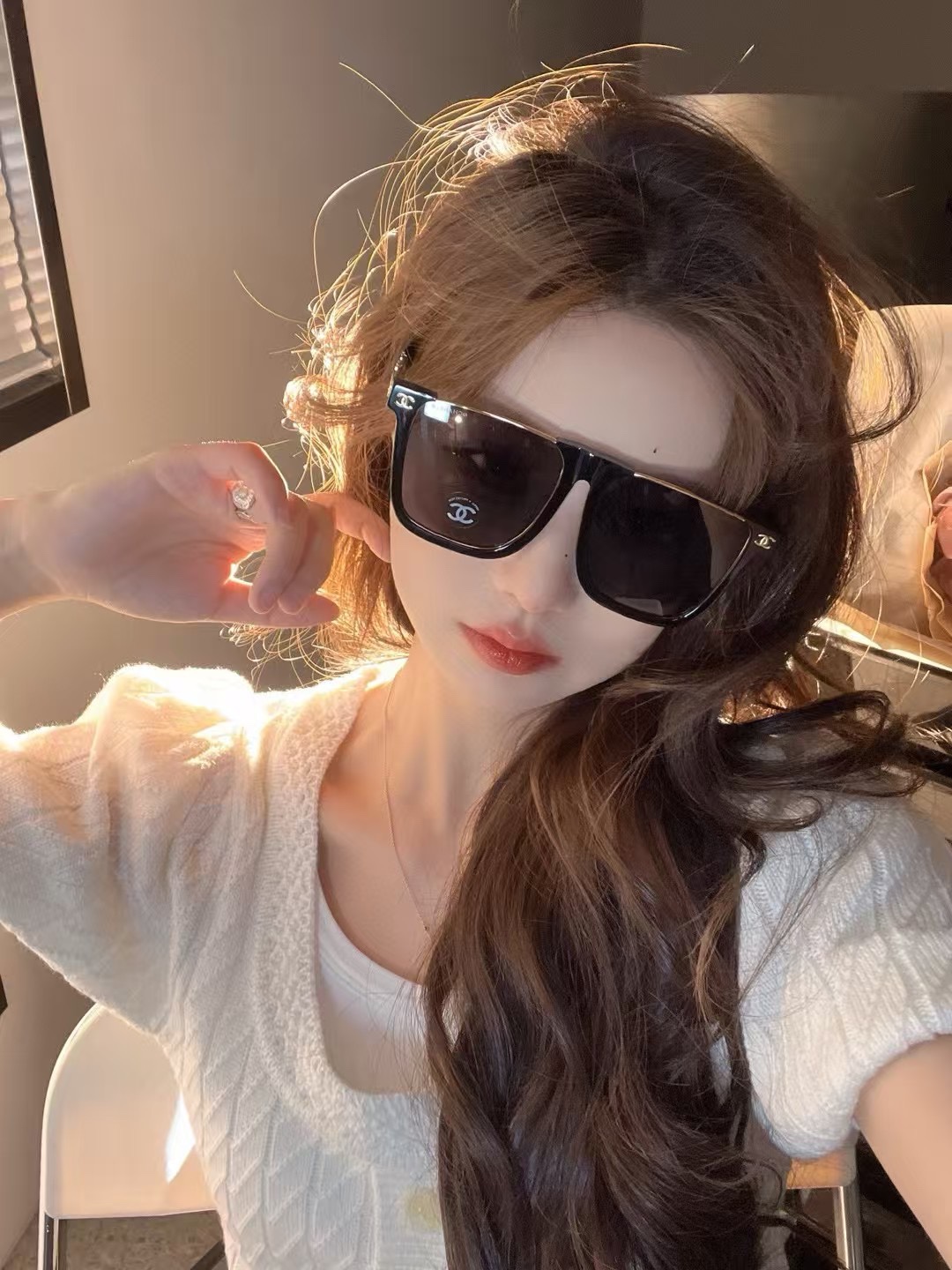   ‼️ 模特图 CHANE* 香奈儿 太阳眼镜 网红款 型号CH7338小红书推荐大框太阳镜尺寸：57